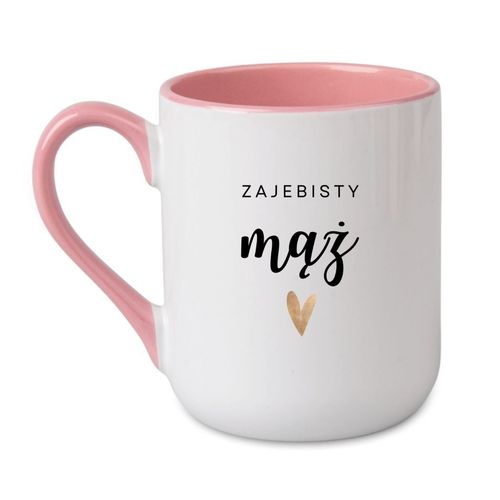 KUBEK "ZAJEBISTY MĄŻ" Wzór - Elegant Coffee Różowy 330 ml na Arena.pl