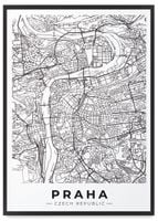 Plakat mapa plan miasta Praga 61x91 cm w czarnej ramie