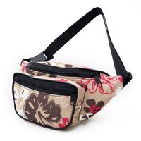 NERKA saszetka biodrówka torebka damska polska kwiaty N070 beżowa