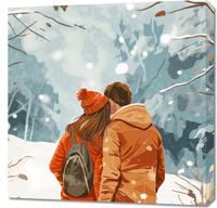 Obraz 70x70cm Razem w Śniegu