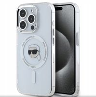 Etui Karl Lagerfeld IML Metal Karl Head MagSafe do iPhone 15 Pro biały