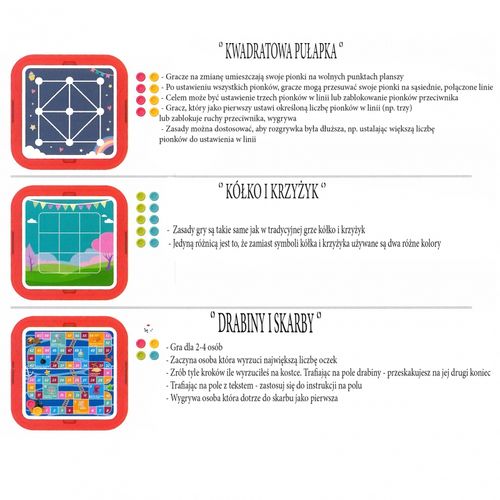 WOOPIE Stolik Gier Planszowych Logicznych 65 el. Zestaw 11w1 na Arena.pl