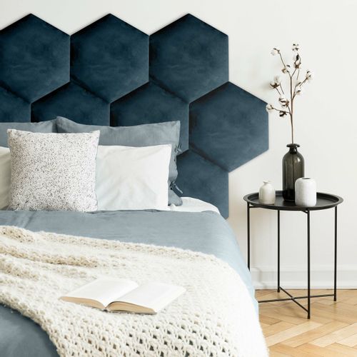 PANELE TAPICEROWANE PLASTER MIODU Heksagon GRANATOWY 35cm x 40cm na Arena.pl