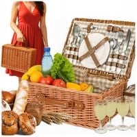 Kosz piknikowy koszyk wiklinowy zestaw 4 osobowy termotorba sztućce