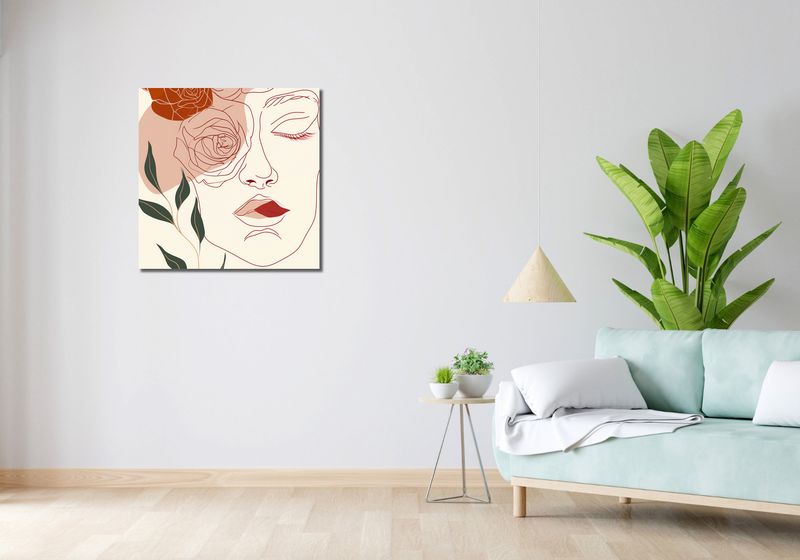 Obraz 70x70cm Beż i Twarz zdjęcie 2