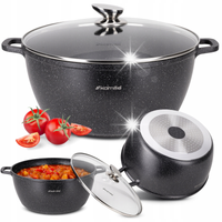 GARNEK MARMUROWY 10L 32CM Z POKRYWĄ SZKLANĄ INDUKCJA GAZ