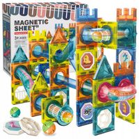 Klocki magnetyczne konstrukcyjne zestaw tor kulkowy XXL 98 elementów