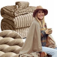 GRUBY KOC WYTŁACZANY PASKI 160x200cm PLED NARZUTA