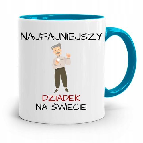 Kubek Błękitny Dzień Dziadka Najfajniejszy Dziadek Z Nadrukiem Ze Zdjęciem na Arena.pl