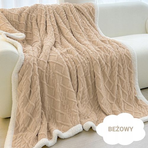 Gruby koc 200x220 pluszowy sweterek z barankiem zimowy kolory narzuta na Arena.pl