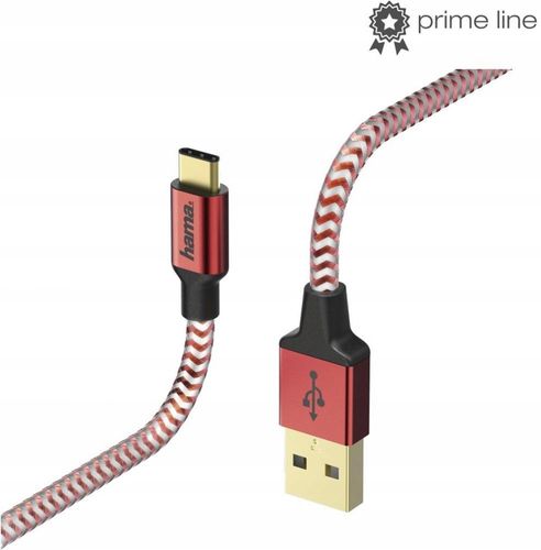 Kabel USB HAMA Ładujący/Data Reflected USB-C USB-A 1.5m Czerwony 201559 na Arena.pl