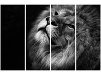 120CM 80 OBRAZ 4 ELEM SREBRNY LEW ŚCIENNY