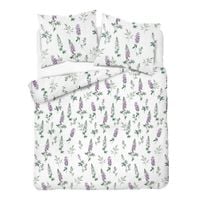 Pościel flanelowa 160x200cm. Flanela bawełniana gruba - wrzos na białym