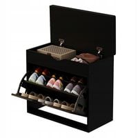 Szafka na buty z siedziskiem czarna z siedziskiem do przedpokoju loft 60 cm