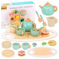 Zabawki drewniane akcesoria do kuchni dla dzieci serwis herbaty zestaw 15el