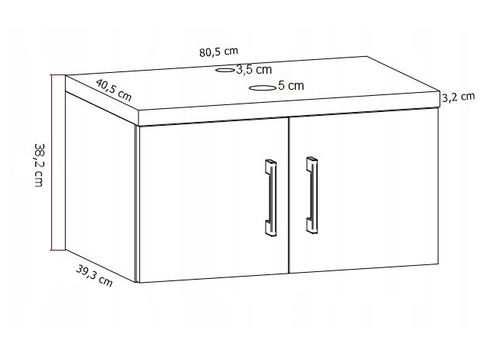 Szafka łazienkowa wisząca MARKUS 80 czarny/dąb z umywalką Lara (W5) na Arena.pl