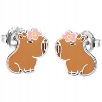 Srebrne kolczyki wkrętki kapibary dla dziewczynki dla dzieci srebro 925