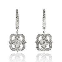 exclusive | wiszące kolczyki art deco z białego złota 750 z brylantami