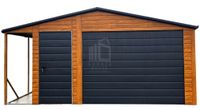 Garaż Blaszany  4,5x5 + wiata 1x5 Brama uchylna rynny drewnopodobny ID712