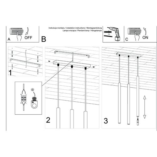 Lampa wisząca PASTELO 3 ochra czerwona na Arena.pl