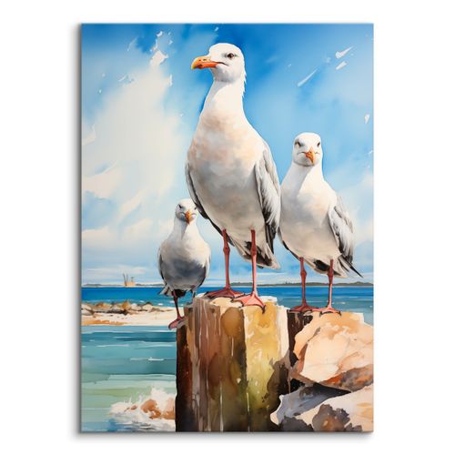 Obraz Na Płótnie Abstrakcyjne Mewy Na Tle Morza 40cm x 60cm na Arena.pl