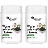 2x Aliness WĘGIEL AKTYWNY z kokosa w proszku 200 g Komfort trawienny Jelita