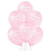 balony 30cm Chrzest Św. różowe  6szt.