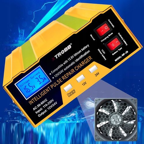 Prostownik SAMOCHODOWY AUTOMATYCZNY Z FUNKCJĄ NAPRAWY AKUMULATORÓW 12V 24V na Arena.pl