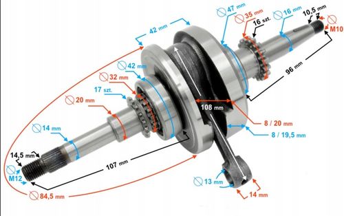 WAŁ KORBOWY WZMACNIANY TUNING SKUTERY 4T GY6 Martinelli na Arena.pl