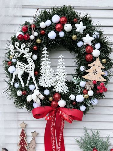 WIANEK ŚWIĄTECZNY BOŻE NARODZENIE WIENIEC NA DRZWI STROIK CHOINKI RENIFER na Arena.pl