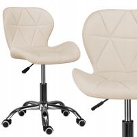 Fotel biurowy BEŻOWY KRZESŁO BIUROWE OBROTOWE welurowe do biurka wygodny