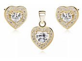 Pozłacany srebrny komplet serc z białą cyrkonią srebro 925 Z0760Z_GW