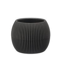 Doniczka plastikowa z podstawką osłonka kula rozm.2 CORAL 11,5 cm tworzywo mat szary prążkowany wzór