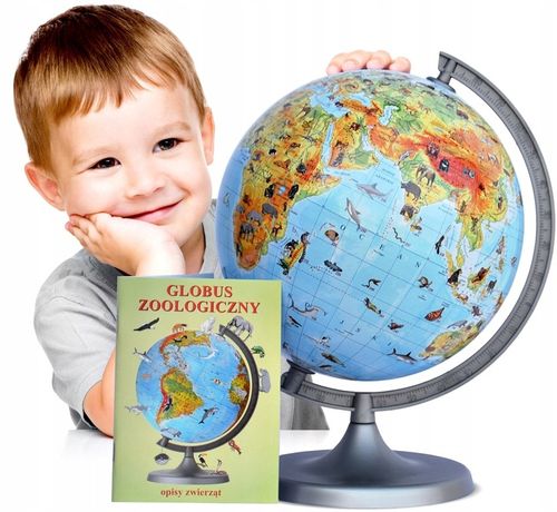 Globus ZOOLOGICZNY 220mm +książka karton APLIKACJA Produkt Polski zwierzęta na Arena.pl