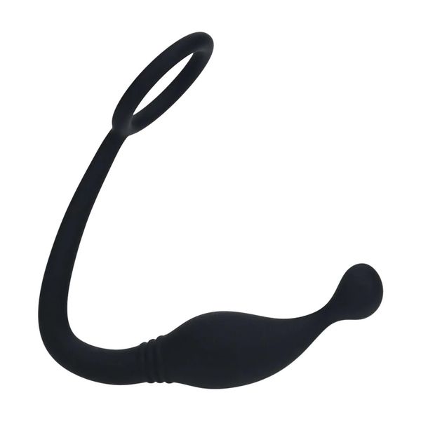 Silicone Cockring With Prostate Stimulator - S - Black zdjęcie 1