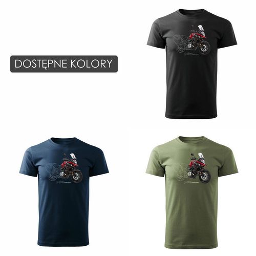 Koszulka z motocyklem na motor Suzuki V-strom Vstrom DL 650 XT męska khaki REGULAR XL na Arena.pl
