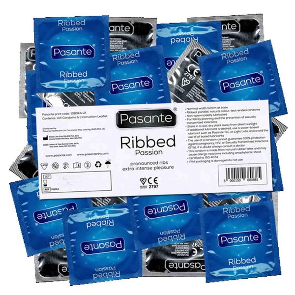 Pasante Ribbed/Passion Condoms Bulk Packs 144 Pcs zdjęcie 2