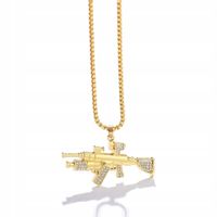 Naszyjnik Karabin Szturmowy Celebrytka Cyrkonie M16 M4 A1 Biżuteria Wisior