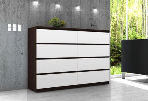 KOMODA K 140 cm 8 SZUFLAD WENGE / BIAŁA na Arena.pl