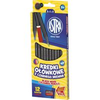KREDKI OŁÓWKOWE Z CZARNEGO DREWNA 12 KOLORÓW ASTRA 5900263061006