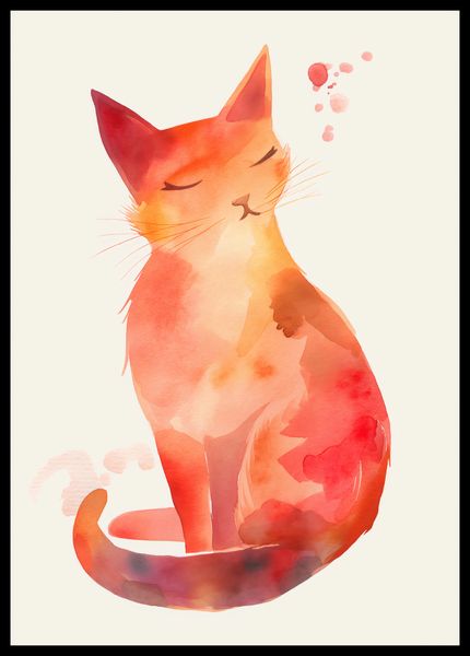 Plakat 42x59,4cm Akwarelowy Kot zdjęcie 2