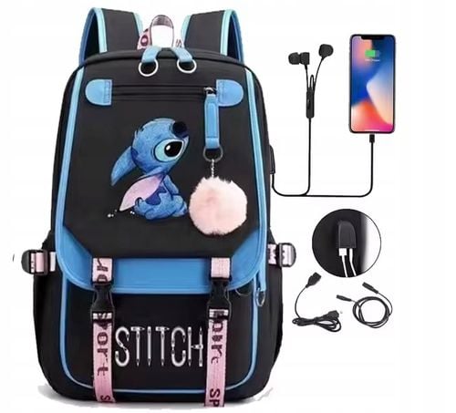 Plecak Tornister Stitch wielokomorowy port USB,4 5 6 klasa SUPER JAKOŚĆ na Arena.pl