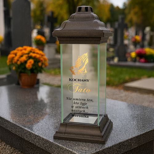 Znicz LAMPION kapliczka z NADRUKIEM dla TATY na CMENTARZ na Arena.pl
