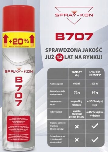 B707 SPRAY-KON KLEJ KONTAKTOWY 600ml laminaty HPL obrzeża MDF HDF guma na Arena.pl