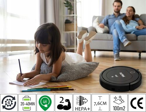 ROBOT SPRZĄTAJĄCY ODKURZACZ AUTOMATYCZNY BEZPRZEWODOWY HEPA+ PILOT 100M2 na Arena.pl