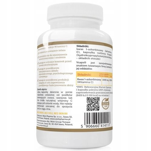 WITAMINA C 1000mg KWAS L-ASKORBINOWY 120kapsułek na Arena.pl