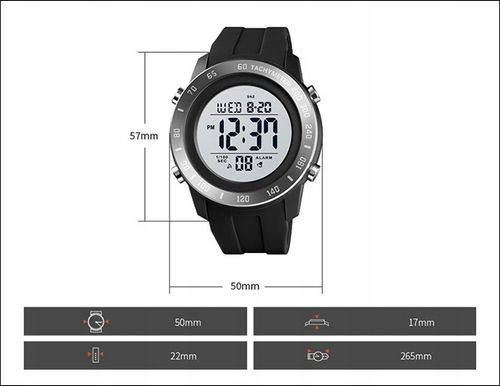 Zegarek męski SKMEI czarny elektroniczny wiele funkcji na Arena.pl