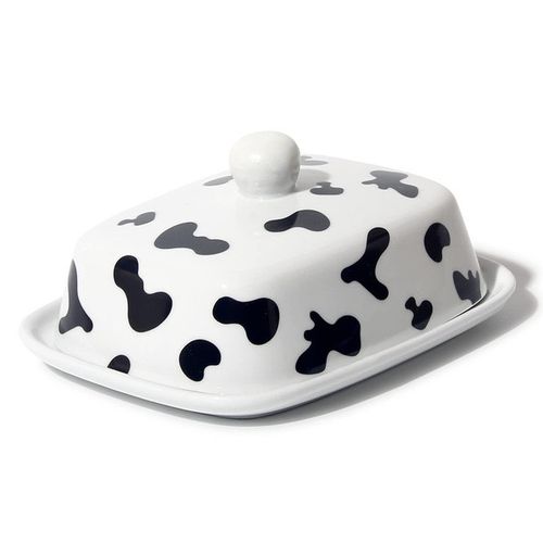 ŁACIATA BIAŁA MASELNICZKA CERAMICZNA POJEMNIK NA MASŁO Z POKRYWKĄ na Arena.pl