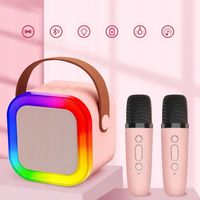 ZESTAW GŁOŚNIK BLUETOOTH PRZENOŚNY KARAOKE RGB 2 MIKROFONY USB SD MINI JACK