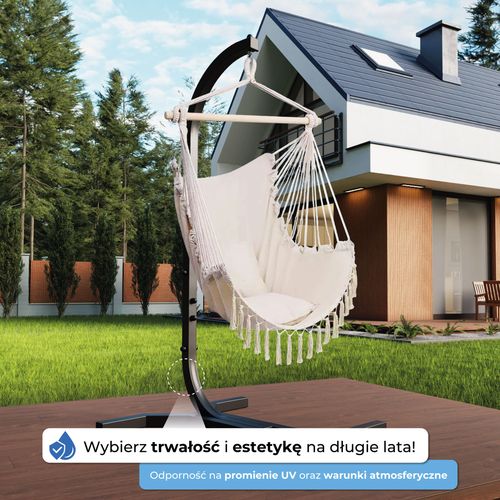 STELAŻ KOKON KRZESŁO Brazylijskie BEŻOWE BOHO Wygodne, FOTEL WISZĄCY KSOZ025C na Arena.pl